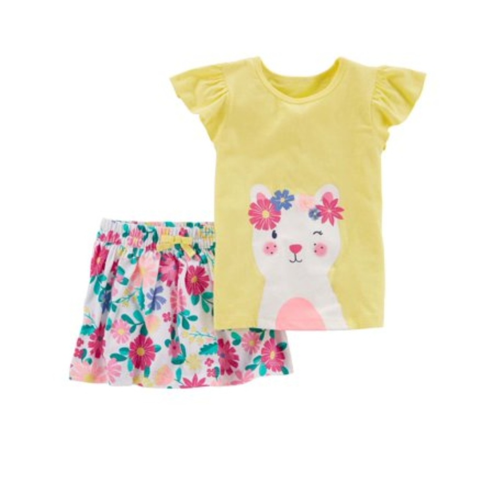 Carter’s Cat Tee & Floral Skirt